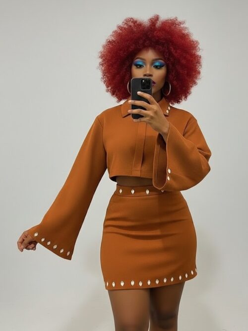 Aminkan Crop Top and Short Skirt Set